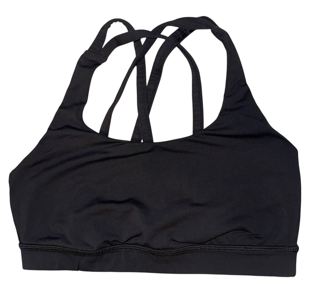 Lululemon Strappy Back Sports Bra Women's Size 6 Workout Preppy Luxury Black